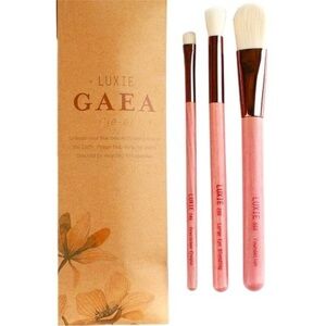 NEW LUXIE 3-Piece Rose Gold Makeup Brush Set - Foundation, Blending, Crease